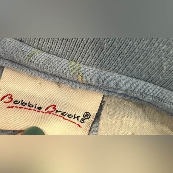 Bobbie Brooks 2 shirts blue and green floral collared vintage cotton tops SZ L - Picture 4 of 8